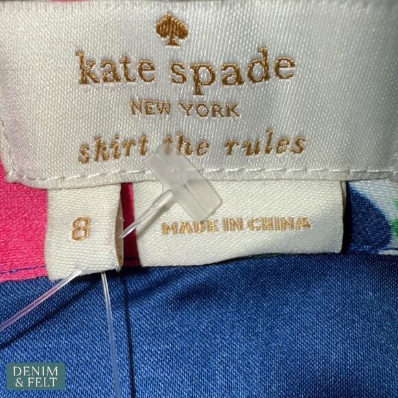 Kate Spade “Shirt the Rules” Floral Pencil Skirt Bold Blue Pink Garden Chic 8 - Picture 10 of 12